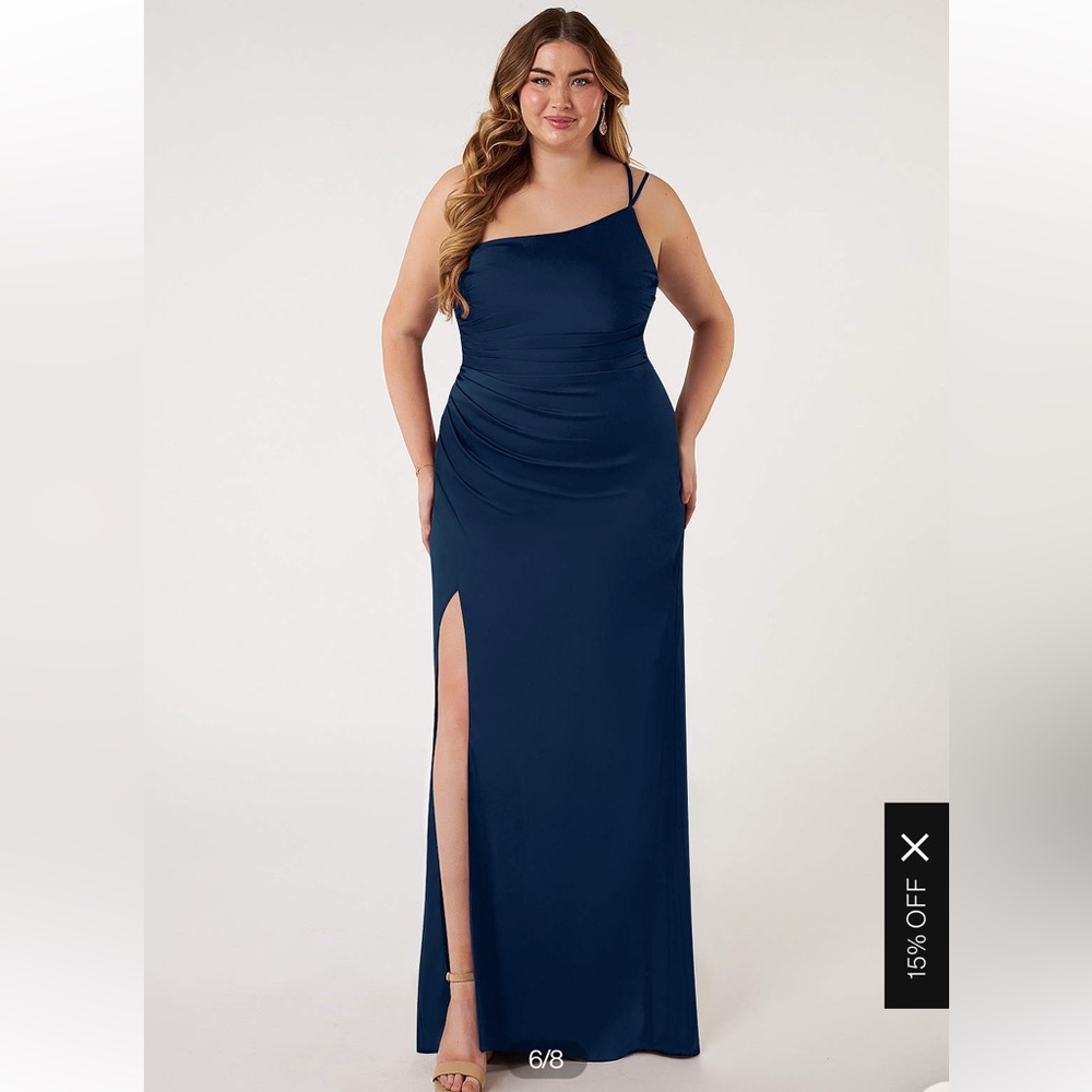 Navy Azazie Bridesmaid Dress (style: eren, material stretch satin.
